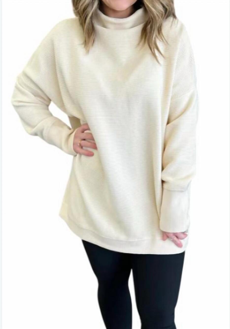 NEW ANNIEWEAR women's comfort tunic sweater in cream